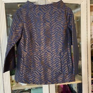 Michael Kors brown blue matte satin zebra print top 4 women’s S